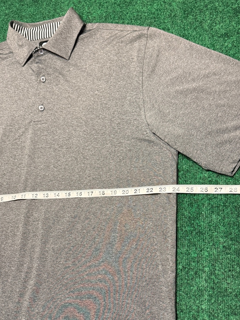 FootJoy Gray Performance Polo with Striped Inner Collar (Size Large) - Picture 3 of 6